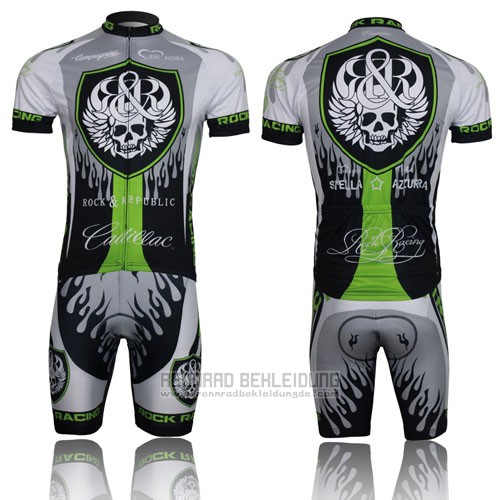 2013 Fahrradbekleidung Rock Racing Shwarz und Grun Trikot Kurzarm und Tragerhose - zum Schließen ins Bild klicken